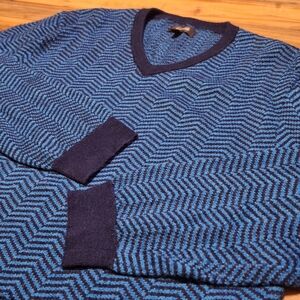 Tasso Elba Indie grunge grandpa 90s vneck mens XL sweater Merino wool Preppy